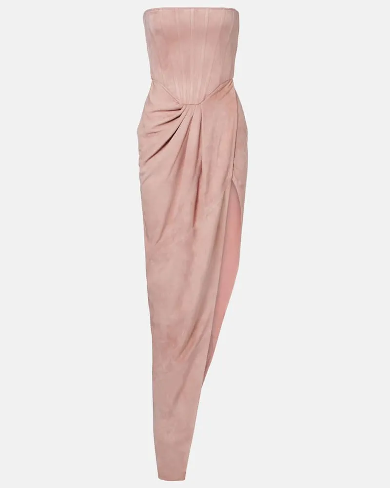 Alex Perry Bustier-Kleid aus Veloursleder Rosa