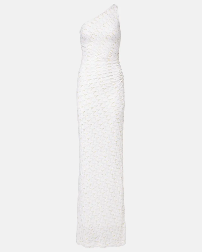 Missoni One-Shoulder-Maxikleid aus Häkelstrick Weiß