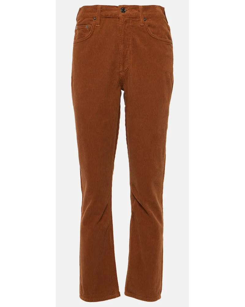 AGOLDE Gerade Hose Riley Long aus Cord Braun