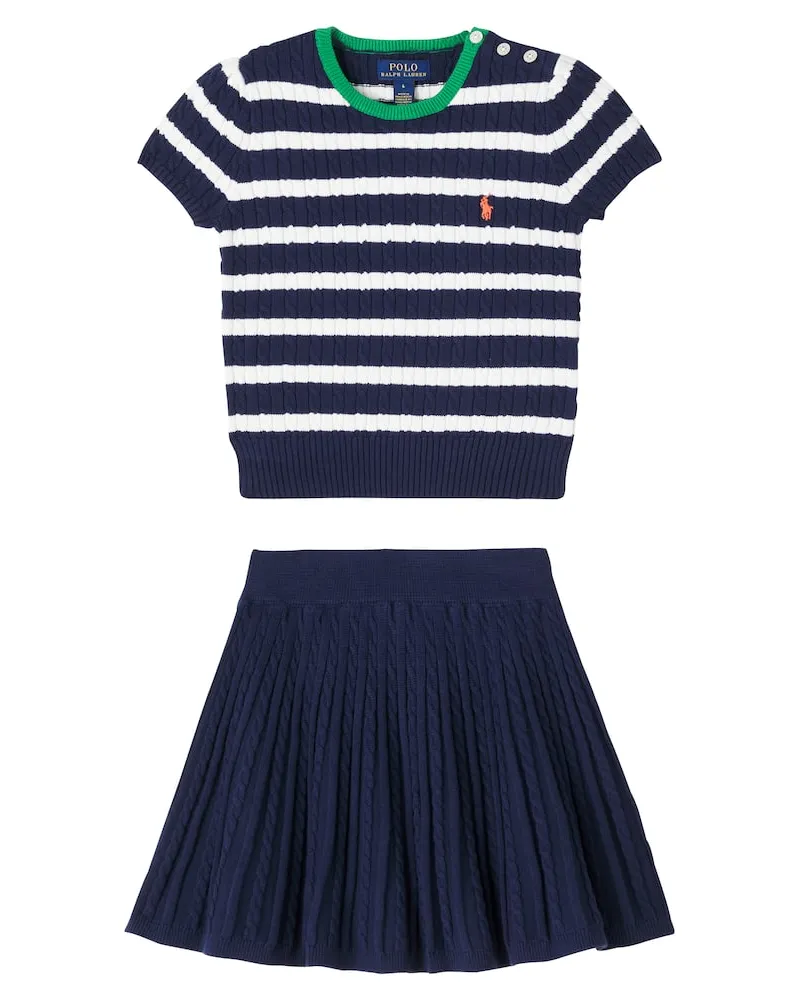 Ralph Lauren Set aus Top und Rock aus Strick Blau
