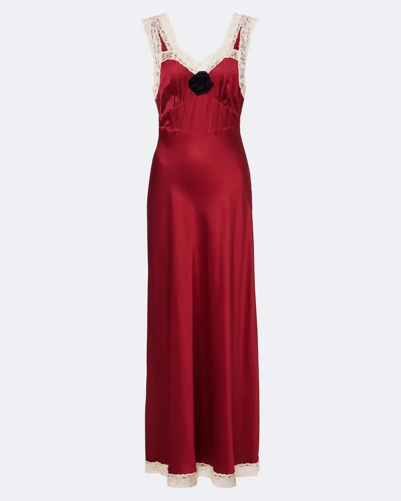 RIXO Maxikleid Keily aus Satin mit Spitze Rot