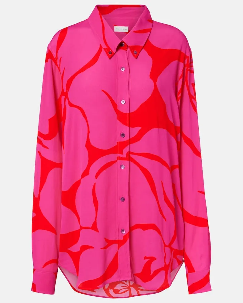 Dries van Noten Bedrucktes Oversize-Hemd Rosa