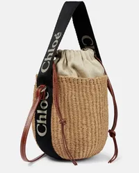 Chloé Chloe Bucket-Bag Woody Small mit Leder Beige