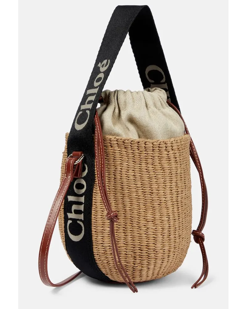 Chloé Chloe Bucket-Bag Woody Small mit Leder Beige