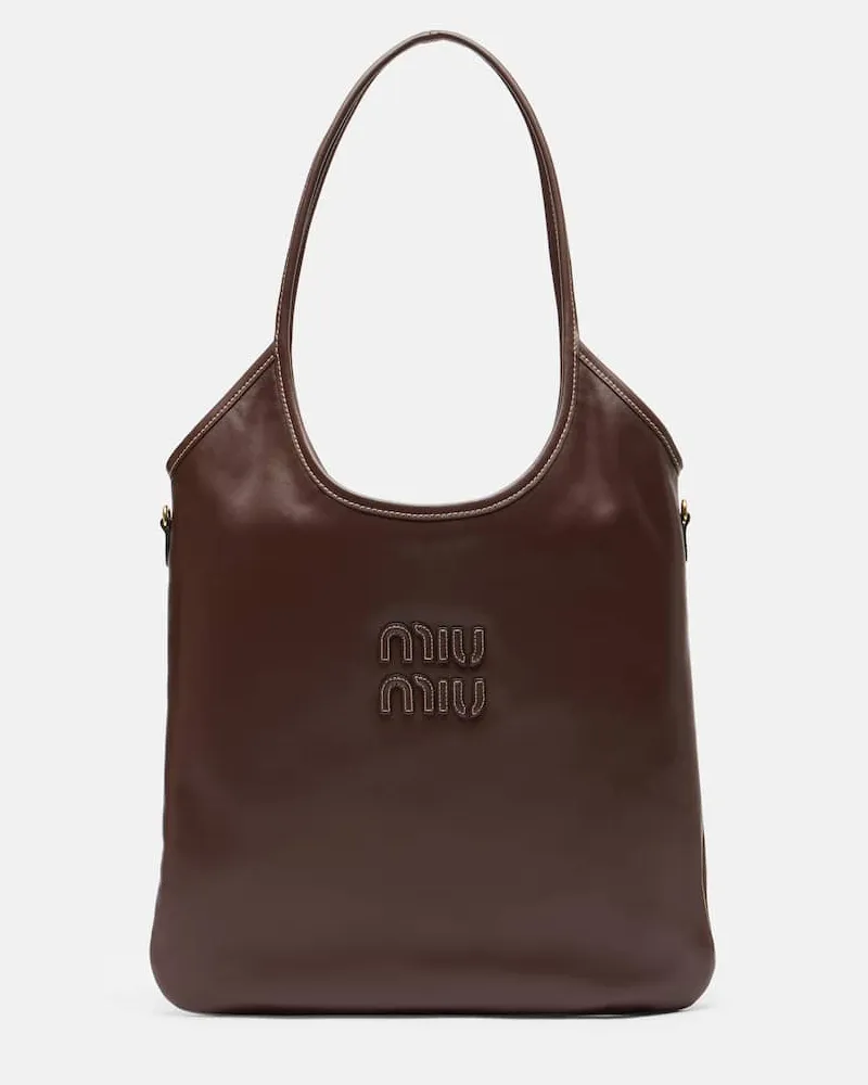 Miu Miu Tote Bag Ivy aus Leder Braun