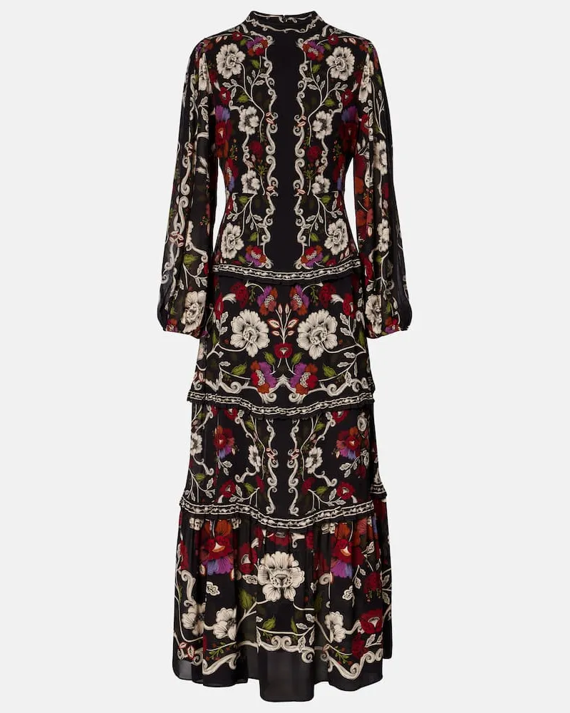 FARM Rio Maxikleid Rococo Flowers Schwarz
