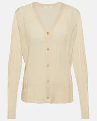 The Row Cardigan Dwin aus Leinen und Seide Nude