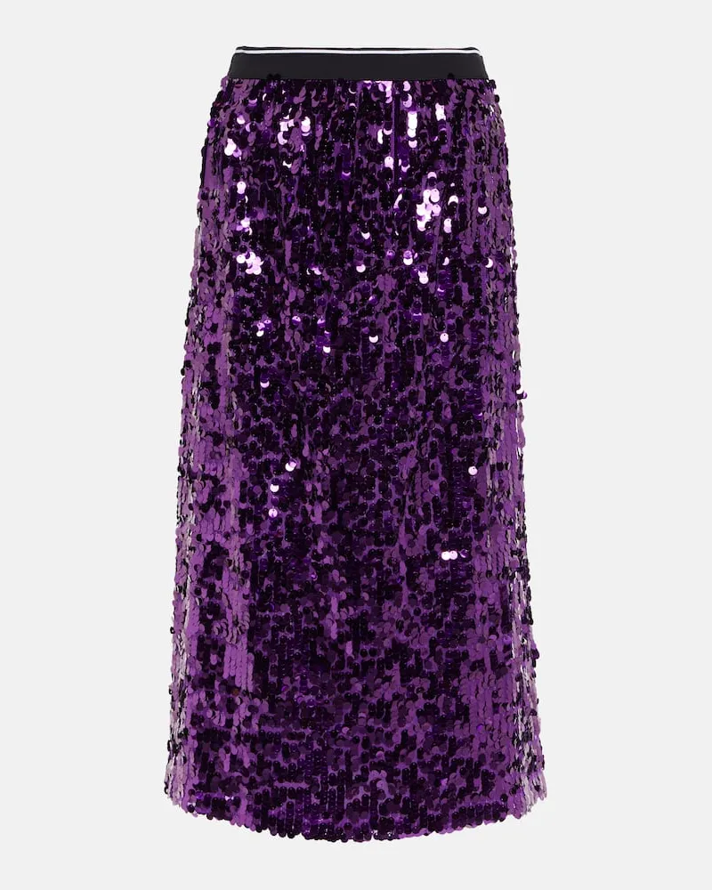 PLAN C Midirock mit Pailletten Violett