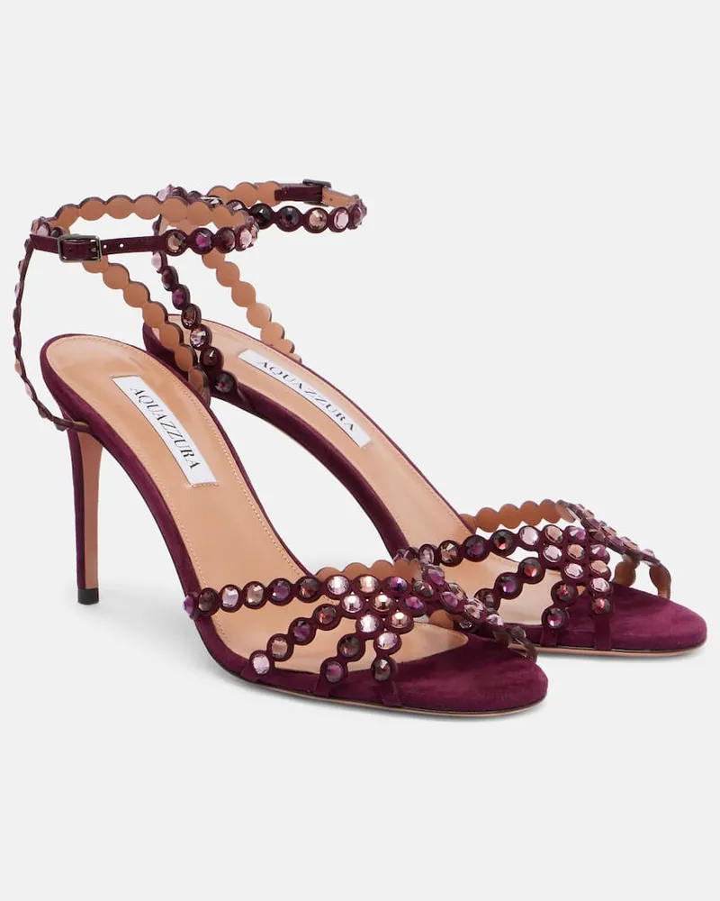 Aquazzura Sandalen Tequila 85 aus Leder mit Kristallen Lila