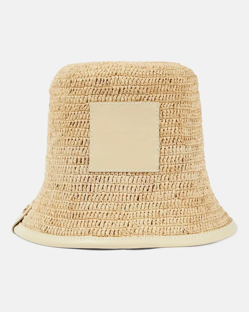 Jacquemus Hut Le Bob Soli aus Raffiabast Weiß