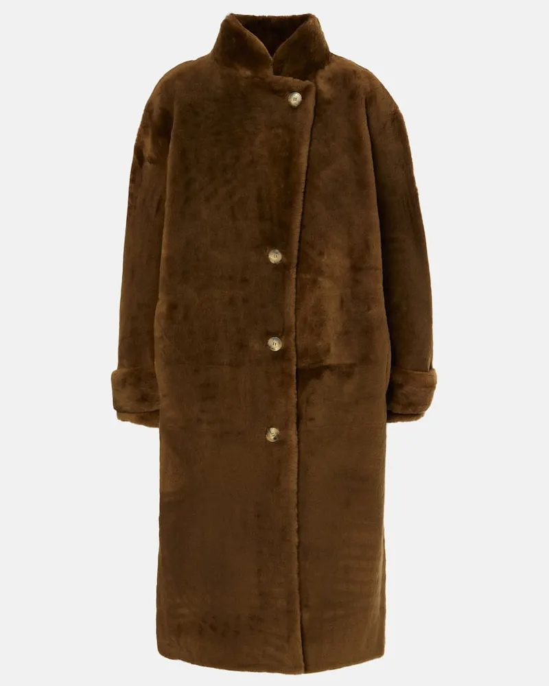 Yves Salomon Mantel aus Shearling Braun