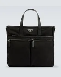 Prada Tote aus Re-Nylon mit Leder Schwarz