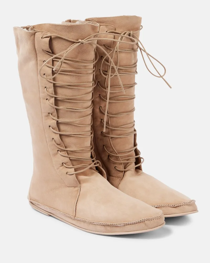 The Row Schnürstiefel Tyler aus Veloursleder Beige