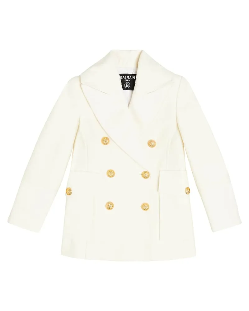 Balmain Mantel aus Baumwolle und Wolle Weiã