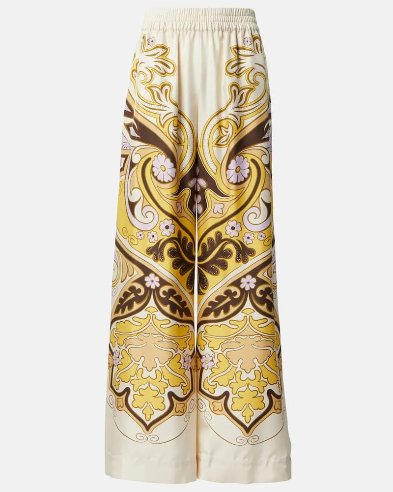 La DoubleJ Bedruckte Palazzo-Hose Spells Placée aus Seide Multicolor