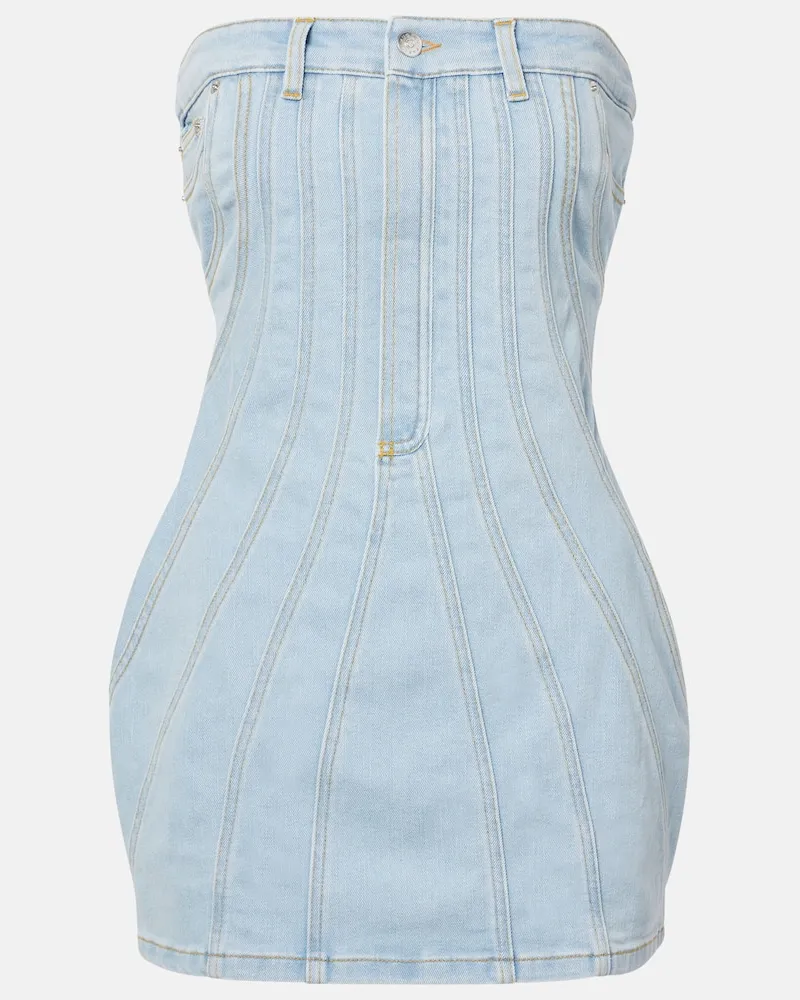 Thierry Mugler Bustier-Kleid aus Denim Blau