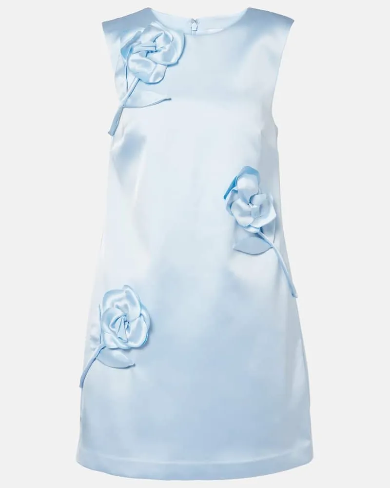 Self-Portrait Minikleid aus Satin Blau