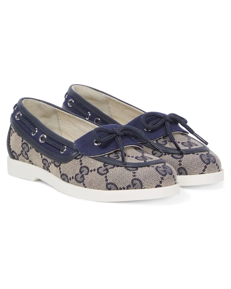 Gucci Segelschuhe GG aus Canvas mit Leder Braun
