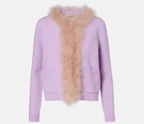 Cardigan aus Schurwolle mit Federn