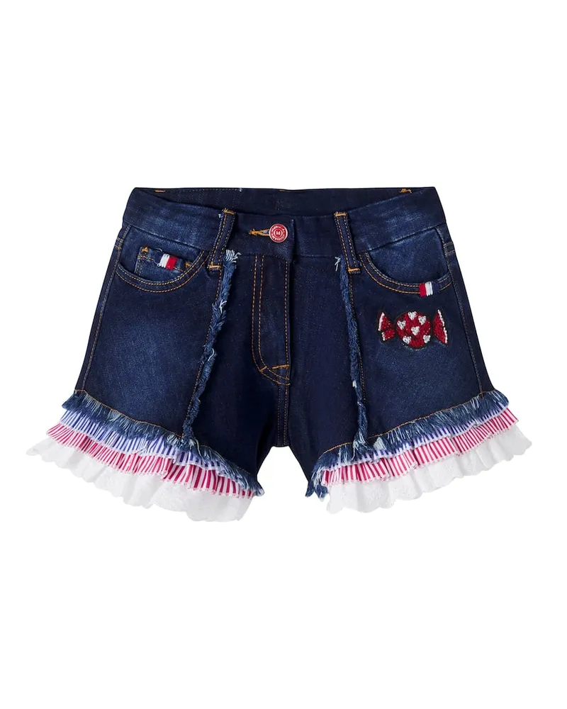 Monnalisa Verzierte Jeansshorts Blau