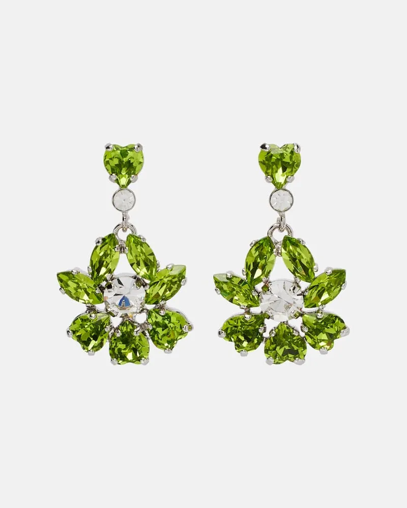 Simone Rocha Ohrringe Heartbloom mit Kristallen Grün
