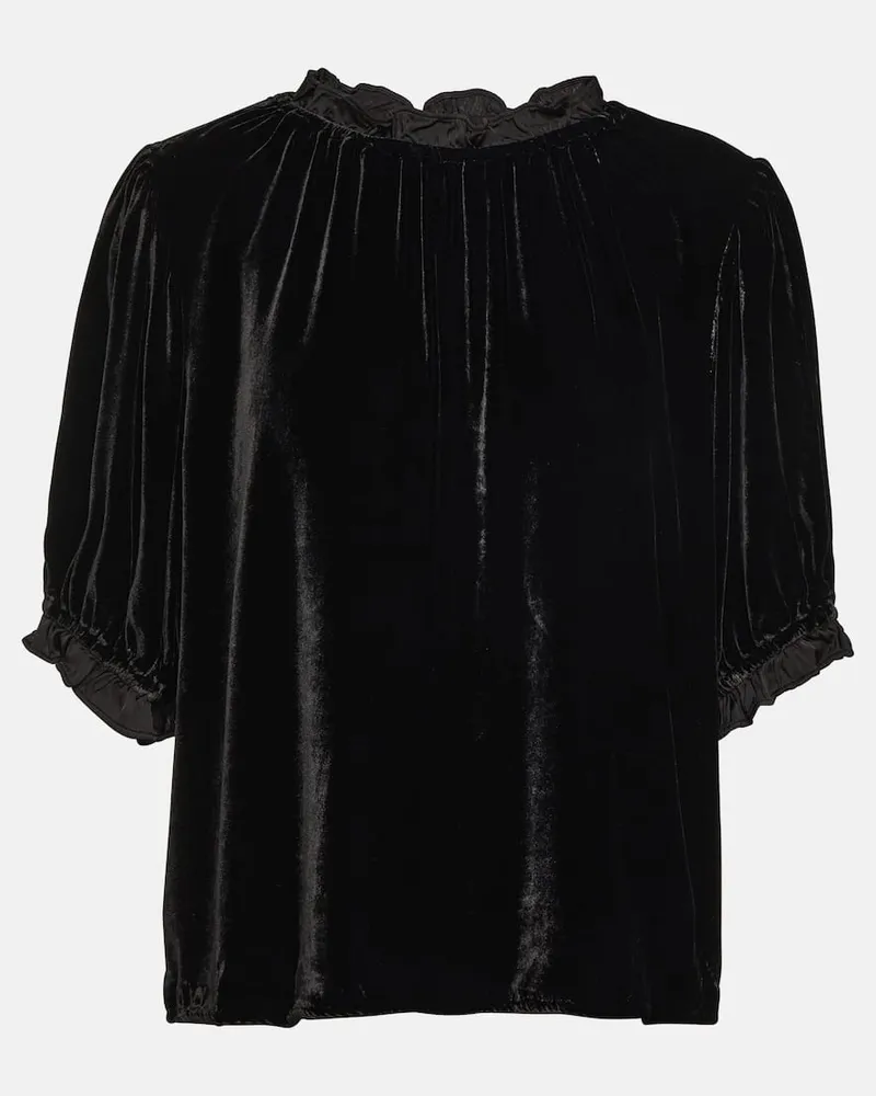 Velvet Top aus Samt Schwarz