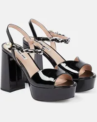 Miu Miu Plateausandalen aus Lackleder Schwarz