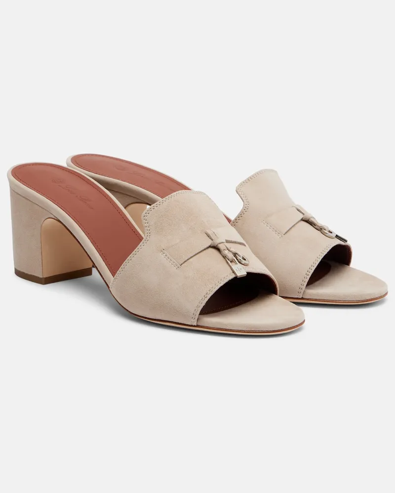 Loro Piana Pantoletten aus Veloursleder Beige