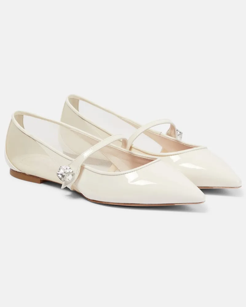 Roger Vivier Ballerinas Cube B aus Lackleder Weiß