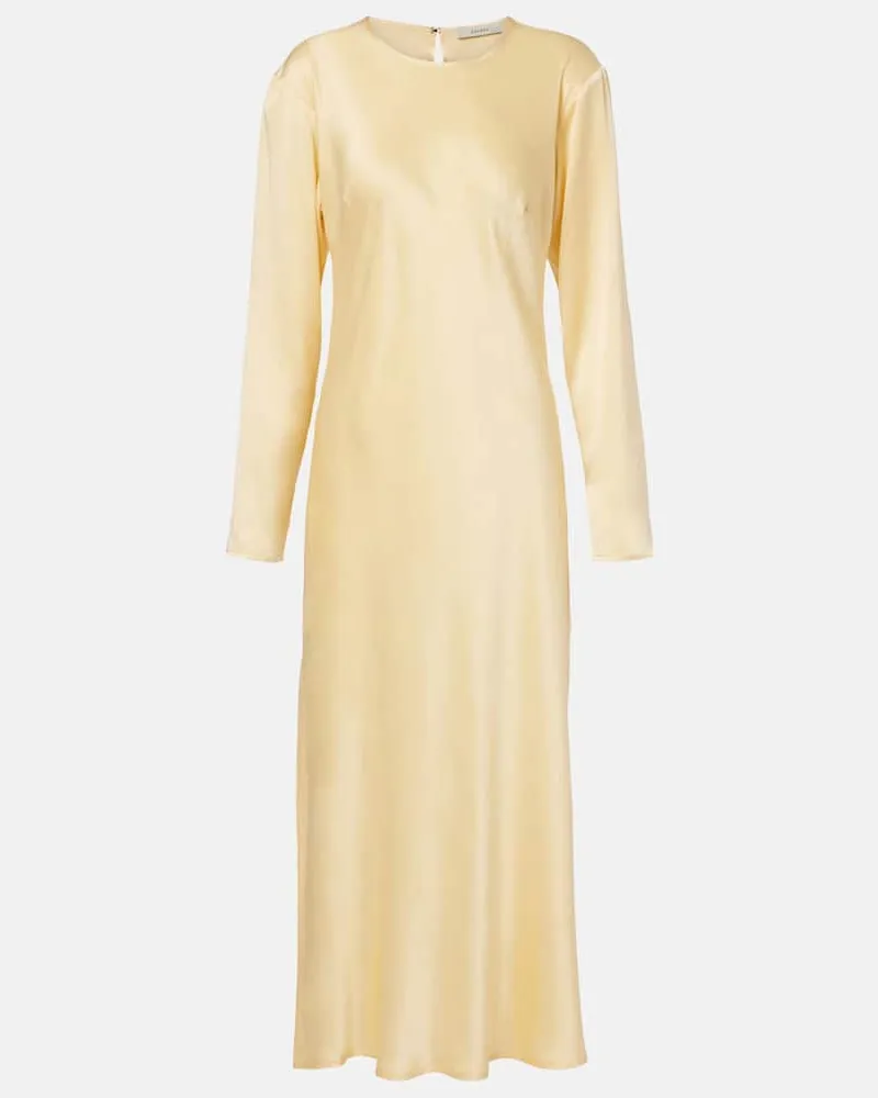 ASCENO Midikleid Salina aus Seiden-Charmeuse Gelb