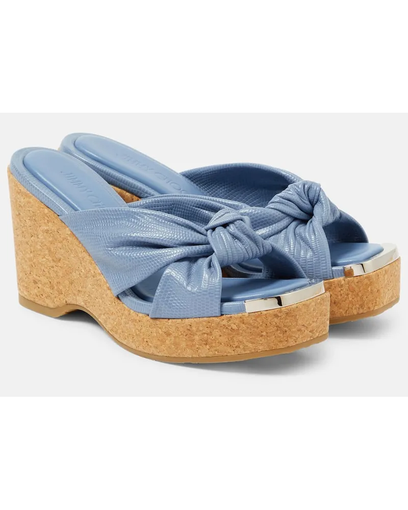 Jimmy Choo Wedge-Pantoletten Avenue aus Leder Blau
