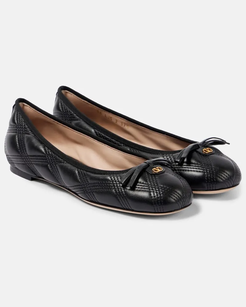 Valentino Garavani Ballerinas Quiltie aus Leder Schwarz