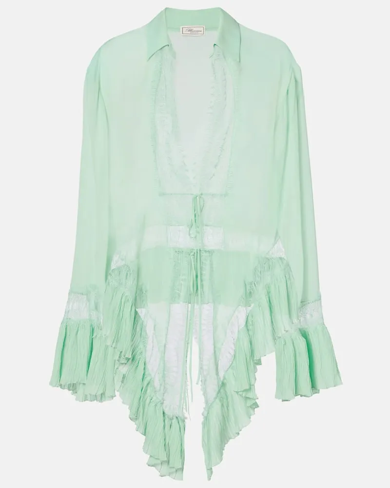 Blumarine Hemd aus Georgette mit Spitze Grün