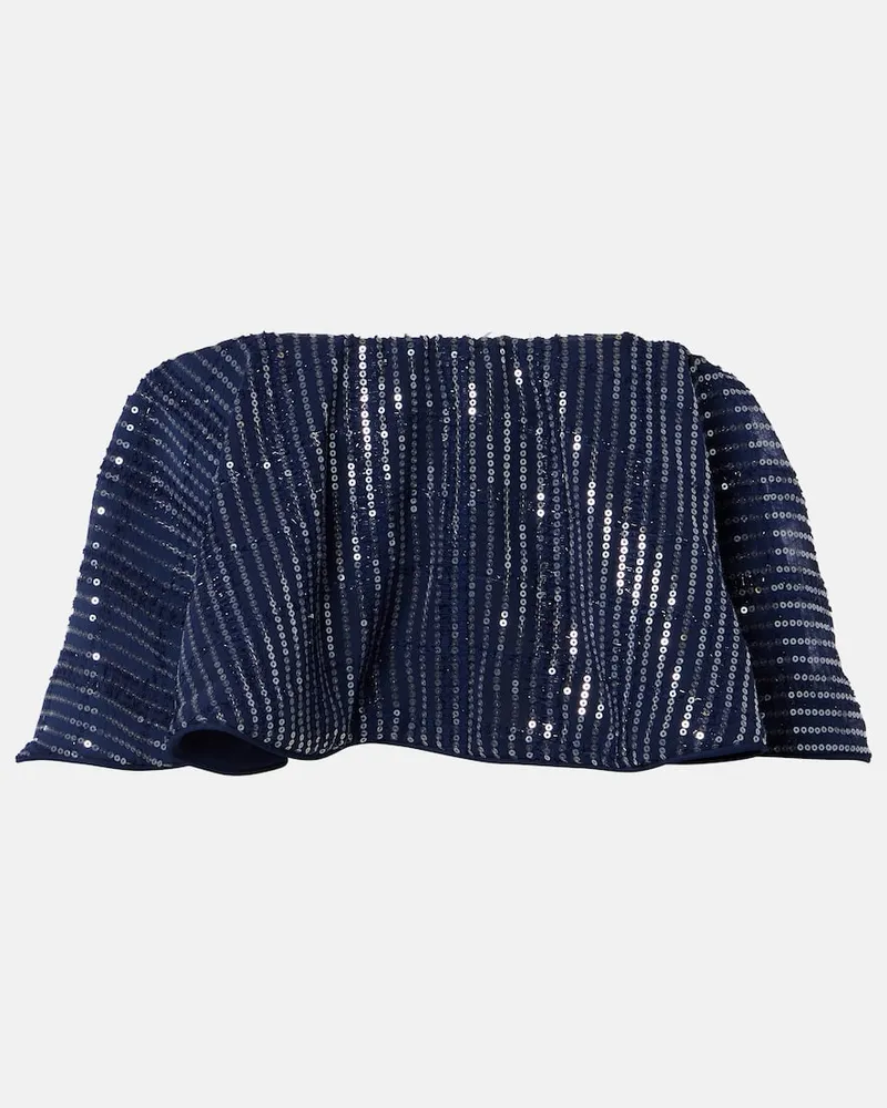 Adriana Degreas Cropped-Top mit Pailletten Blau