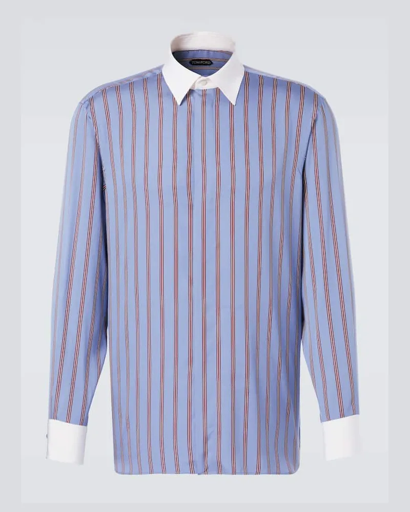 Tom Ford Hemd aus Seide Blau