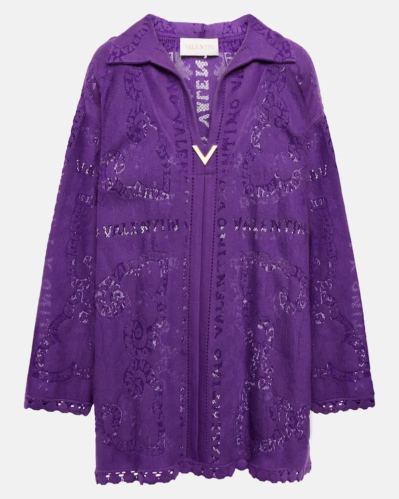 Valentino Garavani Tunika Mini Bandana aus Guipure-Spitze Lila