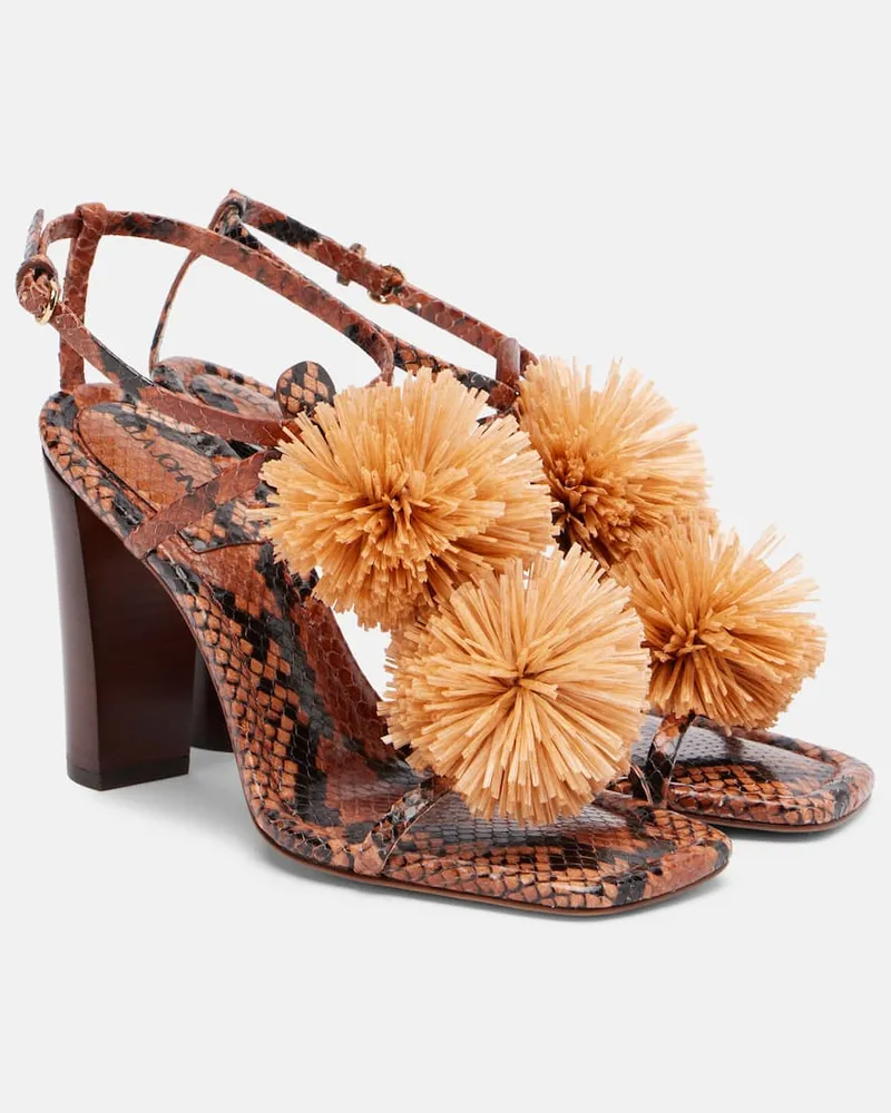 Ulla Johnson Sandalen Isolde aus Leder mit Raffiabast Multicolor