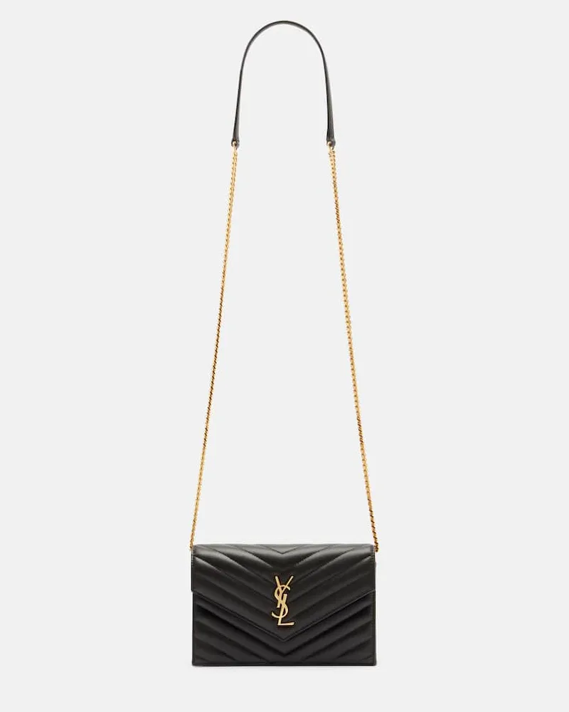 Saint Laurent Portemonnaie mit Kettenriemen Cassandre Envelope Grau