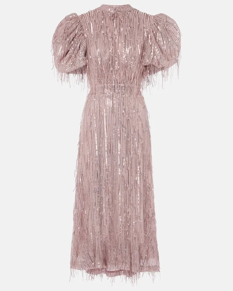ROTATE Birger Christensen Midikleid mit Pailletten Rosa