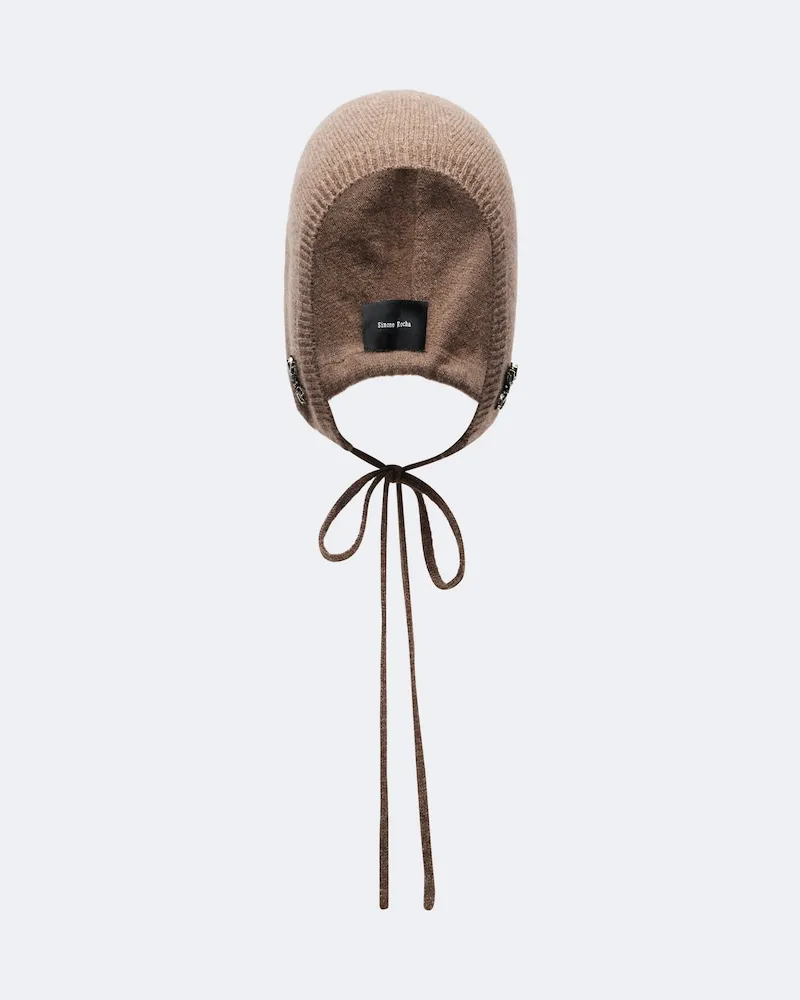 Simone Rocha Verzierte Kapuze Turbo aus Cashmere Braun