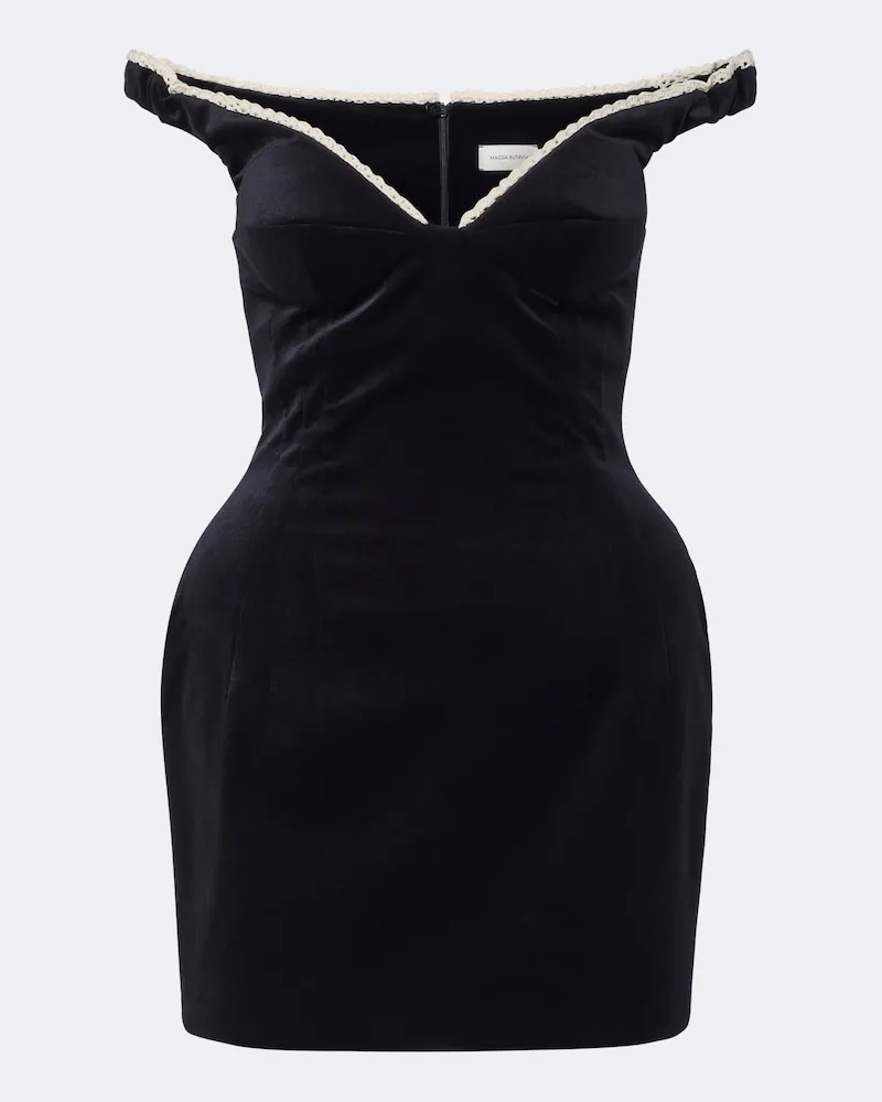 Magda Butrym Off-Shoulder-Minikleid aus Samt Schwarz
