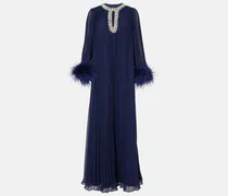 Maxikleid mit Kristallen und Federn