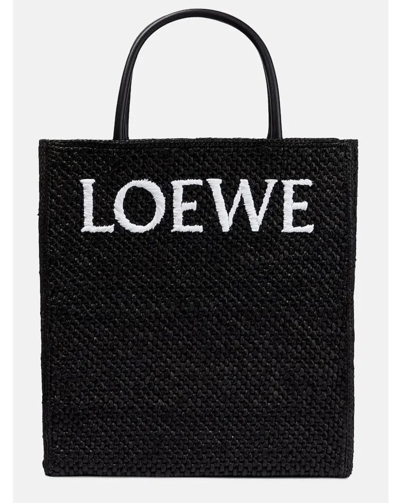 Loewe Tote Standard A4 aus Raffiabast mit Leder Schwarz