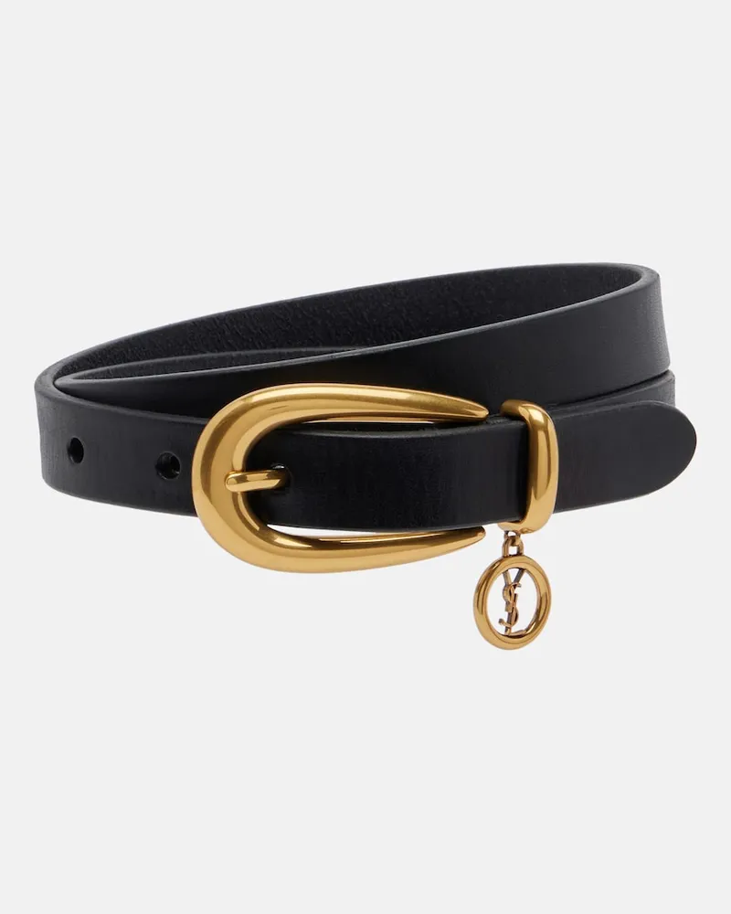 Saint Laurent Gürtel Cassandre aus Leder Schwarz