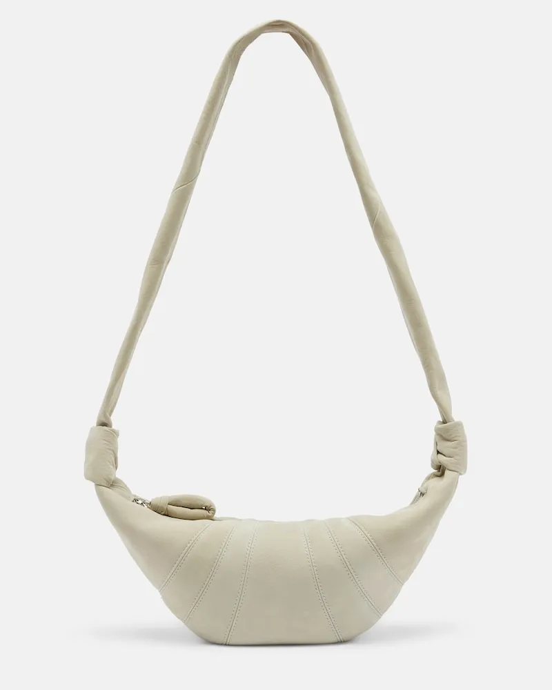 Christophe Lemaire Messenger Bag Croissant Small aus Leder Beige