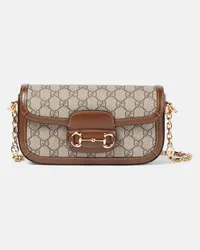 Gucci Schultertasche  Horsebit 1955 aus Canvas Beige