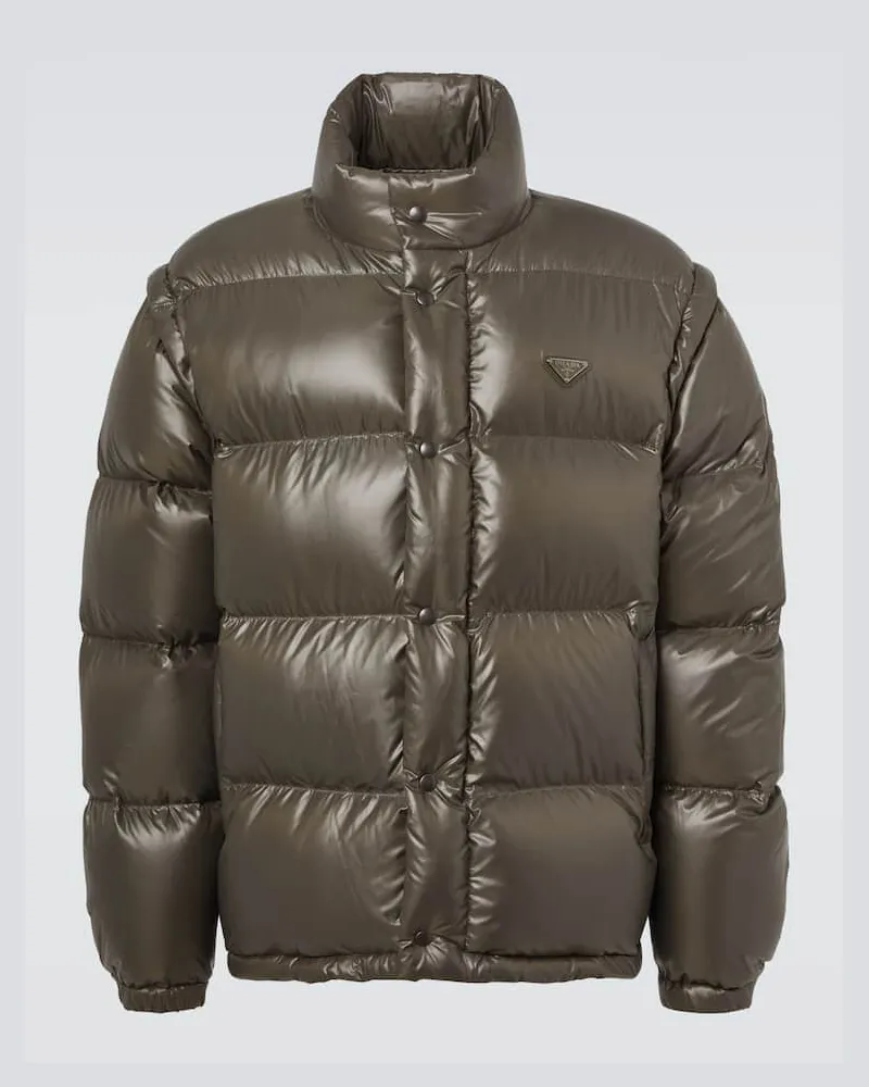 Prada Daunenjacke aus Re-Nylon Grün