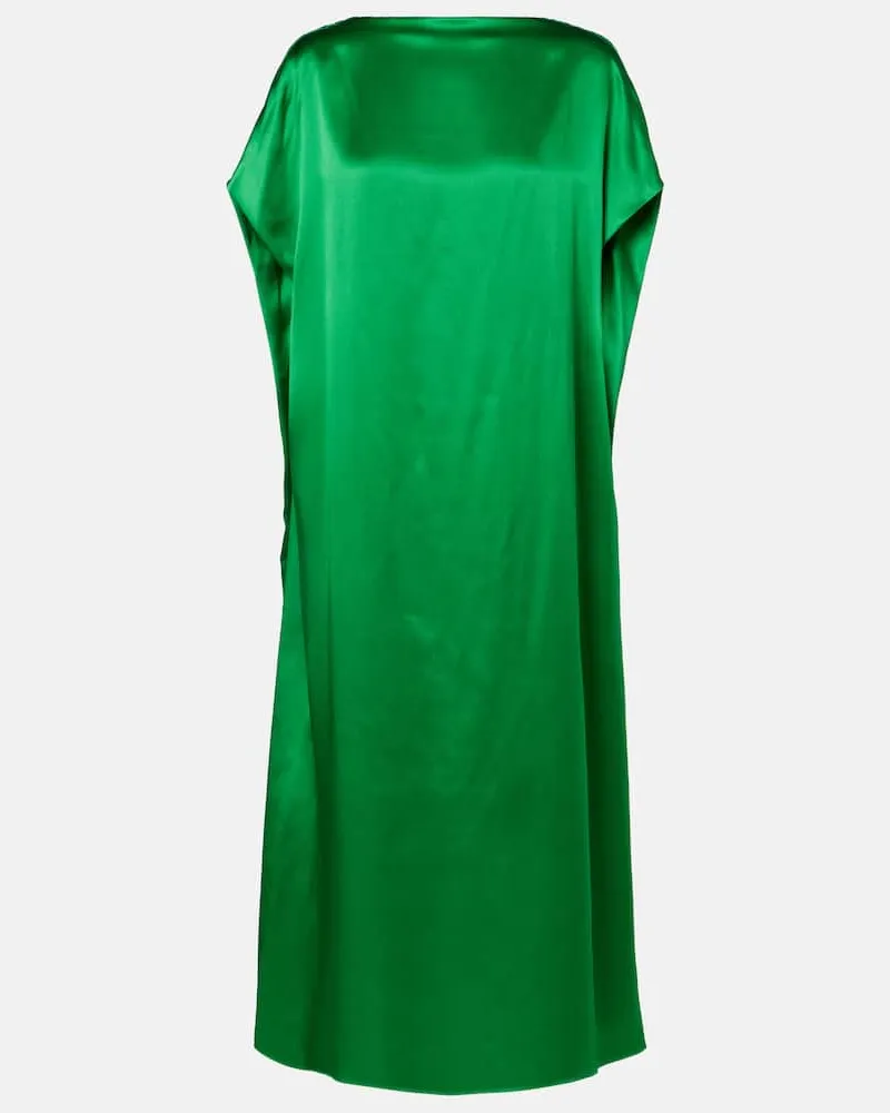 Dries van Noten Midikleid aus Seidensatin Grün