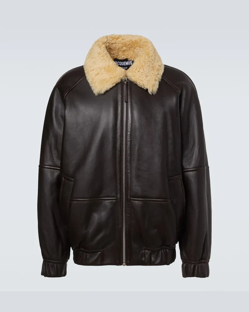 Jacquemus Bomberjacke aus Leder Braun