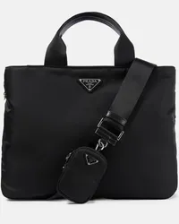 Prada Tote aus Nylon mit Leder Schwarz